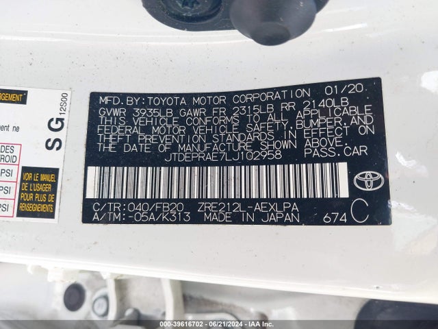 Toyota COROLLA LE 2020 JTDEPRAE7LJ102958 Image 9