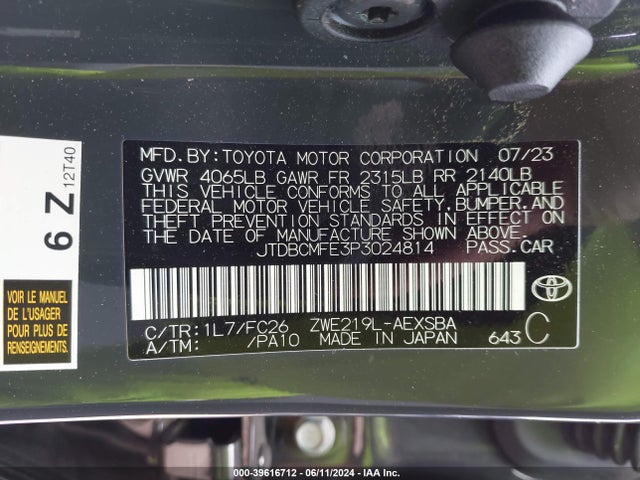 Toyota Corolla Hybrid Xle 2023 JTDBCMFE3P3024814 Image 9