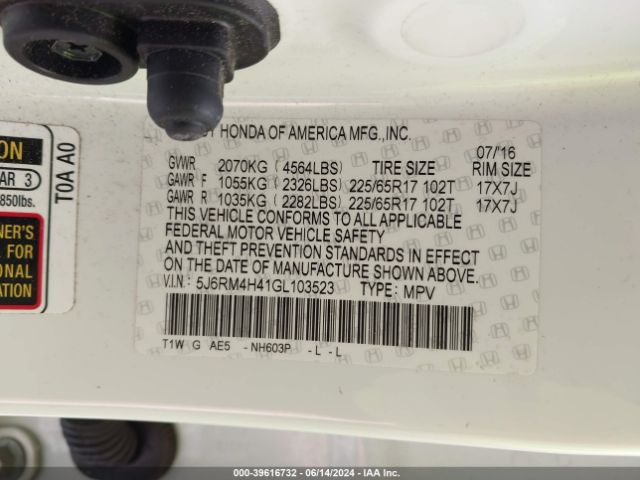 5J6RM4H41GL103523 Honda CR-V SE