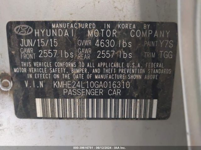 KMHE24L10GA016310 Hyundai Sonata Hybrid Se