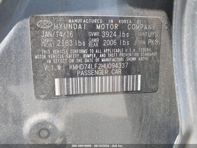 Hyundai ELANTRA SE 2017 KMHD74LF2HU094337 Image 9