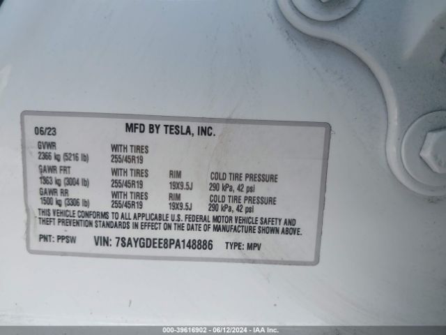 7SAYGDEE8PA148886 Tesla Model Y Awd/long Range Dual Motor All-wheel Drive