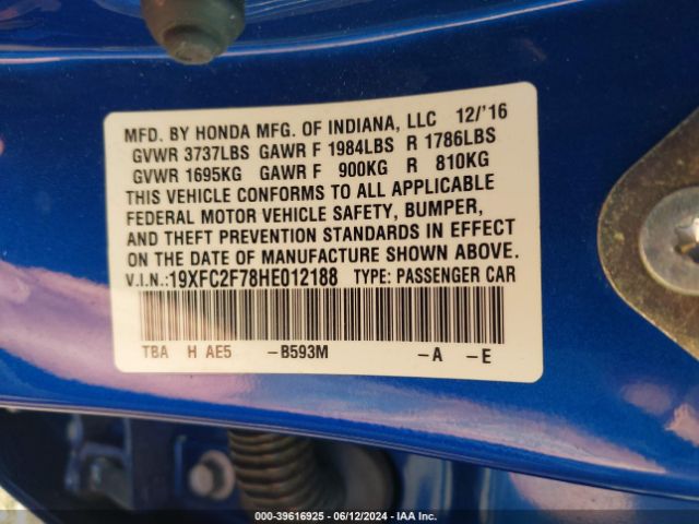 19XFC2F78HE012188 Honda CIVIC EX