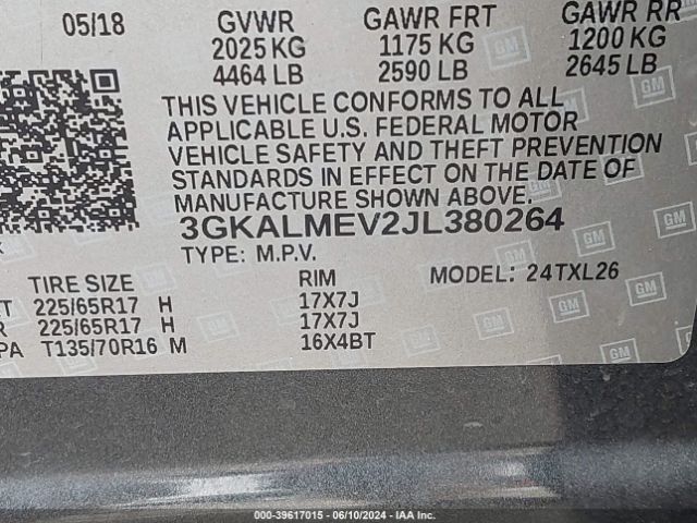 3GKALMEV2JL380264 GMC Terrain Sle