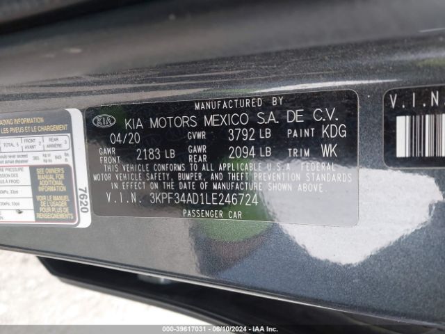 3KPF34AD1LE246724 KIA Forte Gt-line