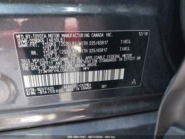 Toyota Rav4 Xle 2020 2T3W1RFV4LC047273 Image 9