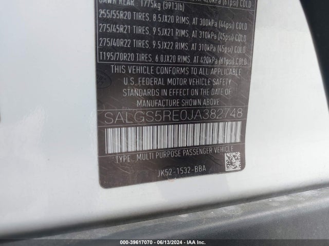 SALGS5RE0JA382748 Land Rover Range Rover 5.0l V8 Supercharged