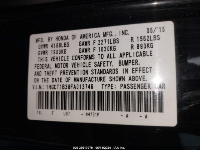 1HGCT1B38FA013746 Honda Accord Lx-s