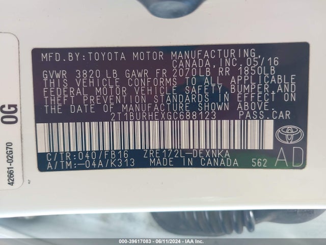 Toyota COROLLA LE 2016 2T1BURHEXGC688123 Image 9