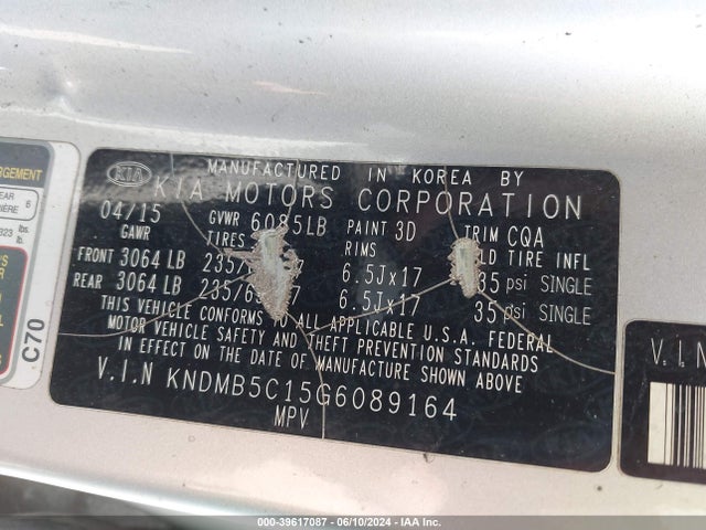 KIA SEDONA LX 2016 KNDMB5C15G6089164 Image 9