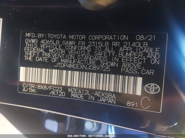 Toyota COROLLA SE 2022 JTDP4MCEXNJ089725 Image 9