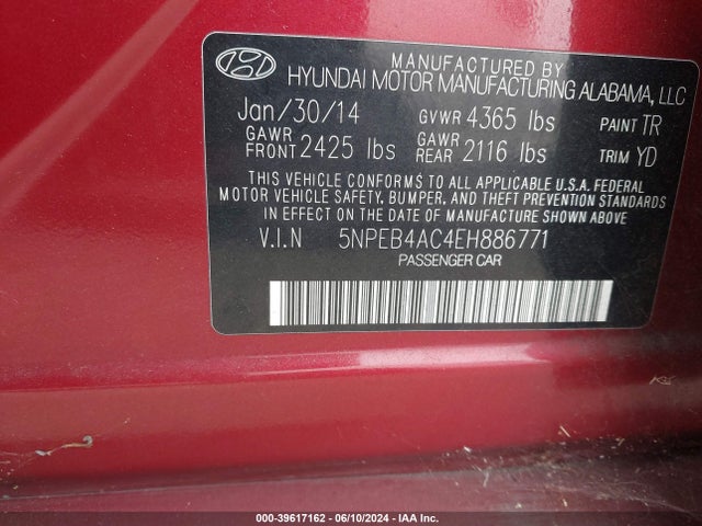 Hyundai SONATA GLS 2014 5NPEB4AC4EH886771 Image 9