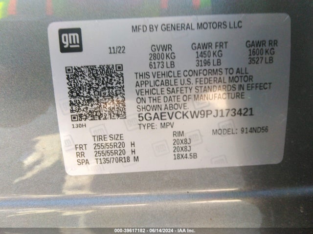 5GAEVCKW9PJ173421 Buick Enclave Avenir Awd