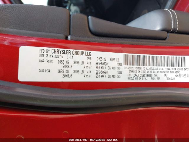 1C4RJFCT5EC390399 Jeep Grand Cherokee Overland