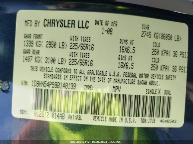 2008 DODGE GRAND CARAVAN 1D8HN54P98B148139 Photo 8