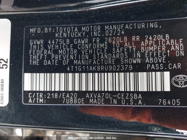 Toyota CAMRY SE 2024 4T1G11AK8RU902379 Image 9