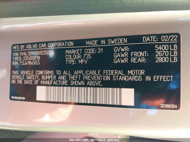 YV4L12RK5N1035612 Volvo Xc60 B5 Momentum