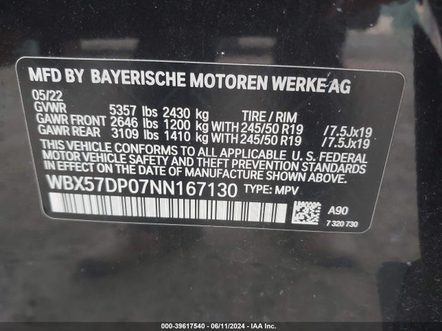 WBX57DP07NN167130 BMW X3 Xdrive30i