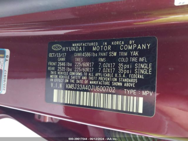KM8J33A40JU600702 Hyundai TUCSON SEL