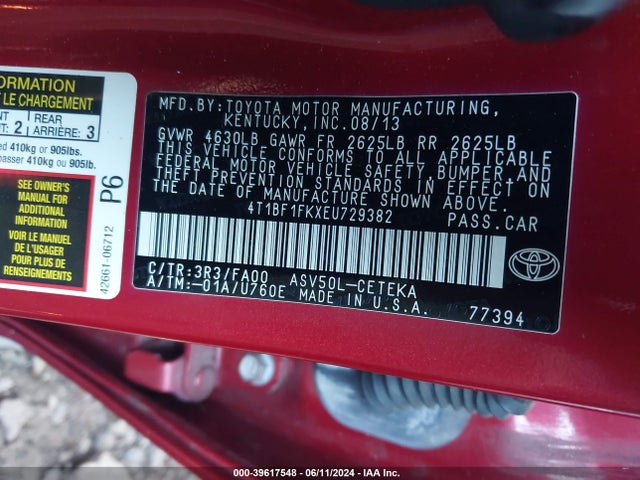 Toyota CAMRY L 2014 4T1BF1FKXEU729382 Image 9