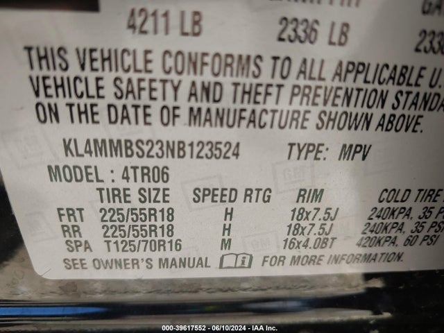 KL4MMBS23NB123524 Buick Encore Gx Fwd Preferred