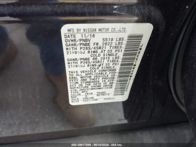 JN8CS1MW0HM412455 Infiniti QX70