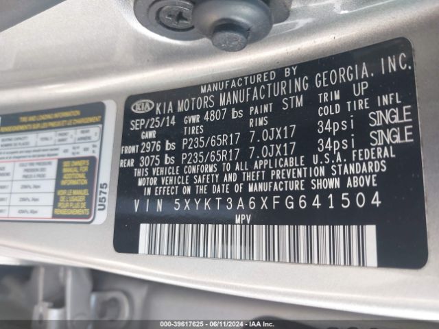 5XYKT3A6XFG641504 KIA SORENTO LX