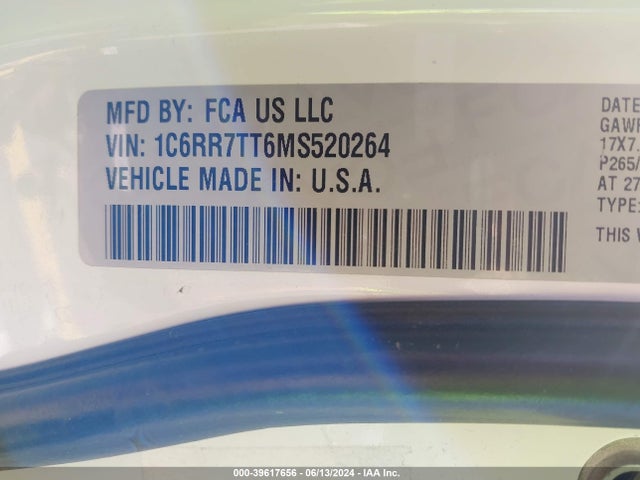 RAM 1500 Classic Slt  4x4 6'4 Box 2021 1C6RR7TT6MS520264 Image 9