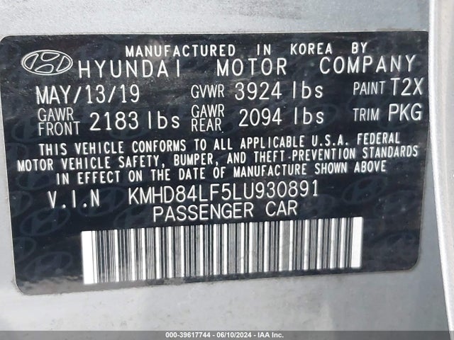 Hyundai ELANTRA SEL 2020 KMHD84LF5LU930891 Image 9
