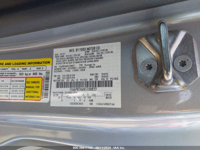 Ford Mustang Ecoboost Premium Fastback 2022 1FA6P8TH6N5100822 Image 9