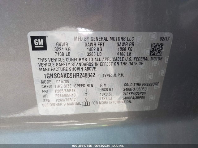 Chevrolet Tahoe Ls 2017 1GNSCAKC9HR248842 Image 9