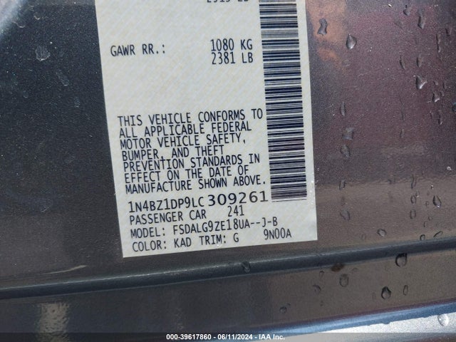 Nissan Leaf Sl Plus 62 Kwh 2020 1N4BZ1DP9LC309261 Image 9