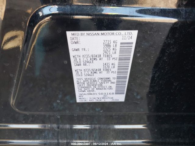 5N1AL0MN3FC503168 Infiniti QX60