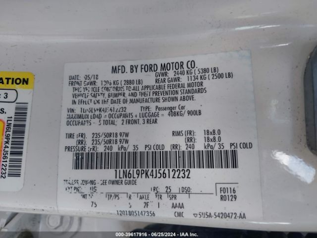 1LN6L9PK4J5612232 Lincoln Continental Premiere