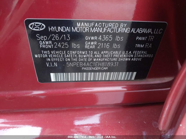 Hyundai SONATA GLS 2014 5NPEB4AC1EH818931 Image 9