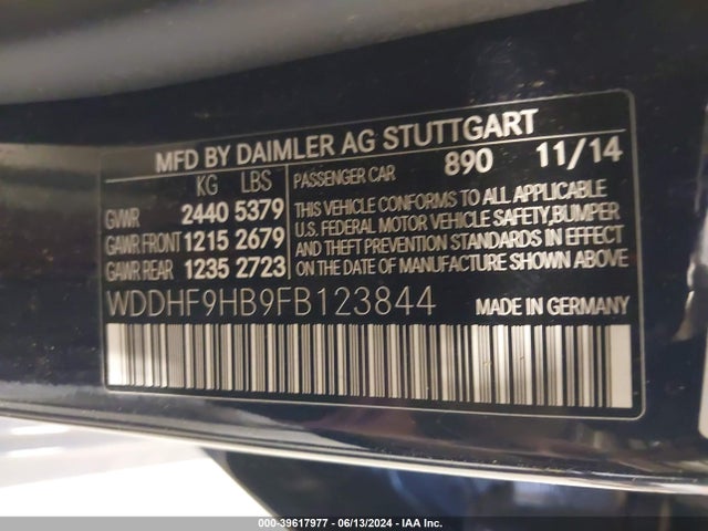 WDDHF9HB9FB123844 Mercedes-Benz E 250 Bluetec 4matic