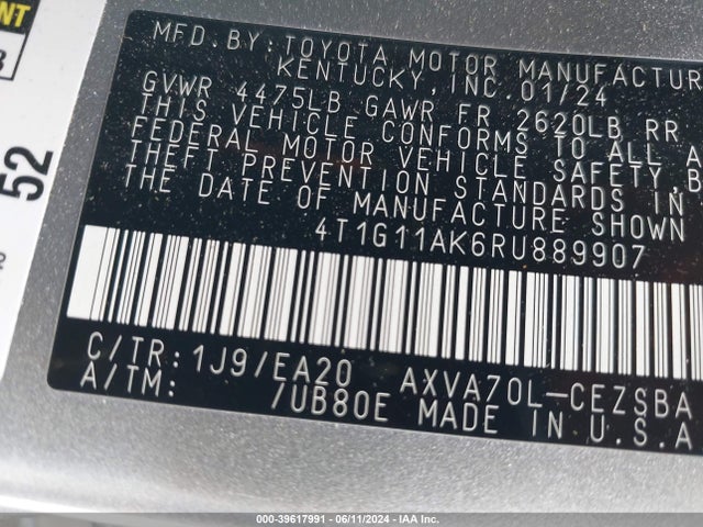Toyota CAMRY SE 2024 4T1G11AK6RU889907 Image 9