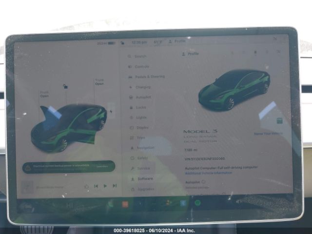 5YJ3E1EB2NF350060 Tesla Model 3 Long Range Dual Motor All-wheel Drive