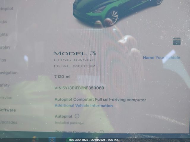 5YJ3E1EB2NF350060 Tesla Model 3 Long Range Dual Motor All-wheel Drive