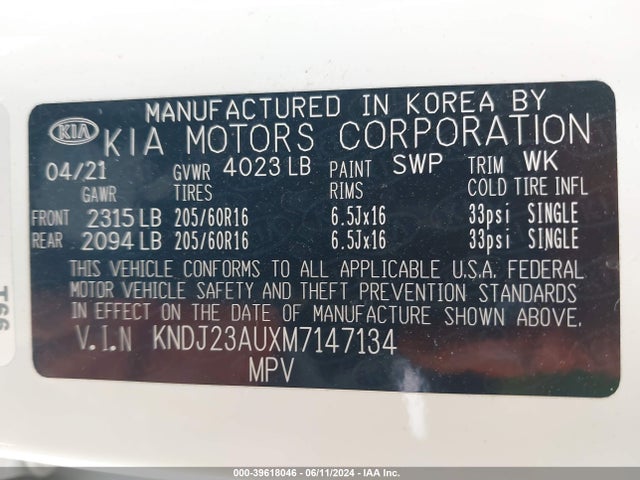 KIA SOUL LX 2021 KNDJ23AUXM7147134 Image 9