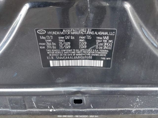 5NMS44AL6MH369688 Hyundai Santa Fe Limited