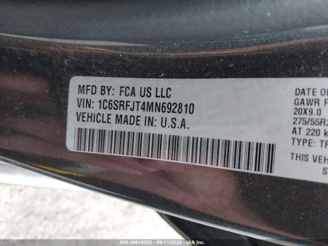 1C6SRFJT4MN692810 RAM 1500 Laramie  4x4 5'7 Box