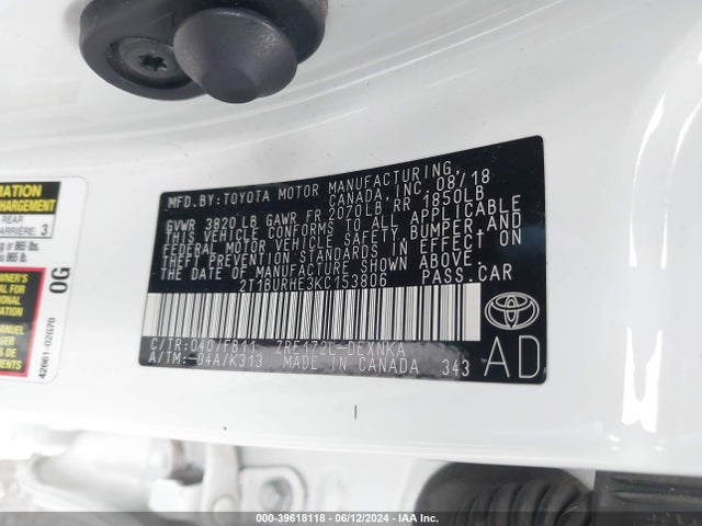 Toyota COROLLA LE 2019 2T1BURHE3KC153806 Image 9