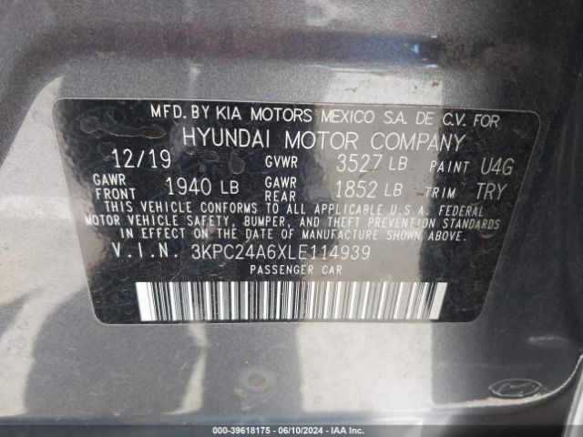 3KPC24A6XLE114939 Hyundai ACCENT SE