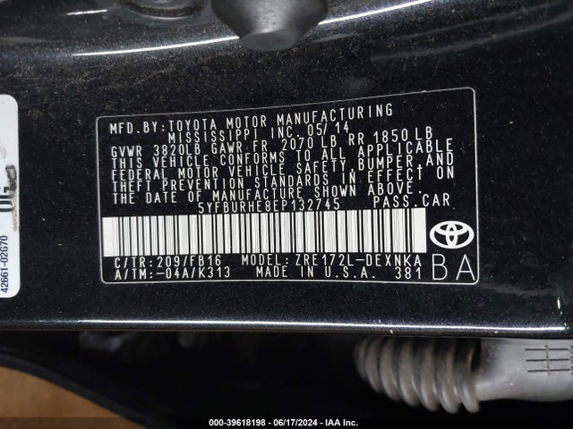 Toyota COROLLA LE 2014 5YFBURHE8EP132745 Image 9