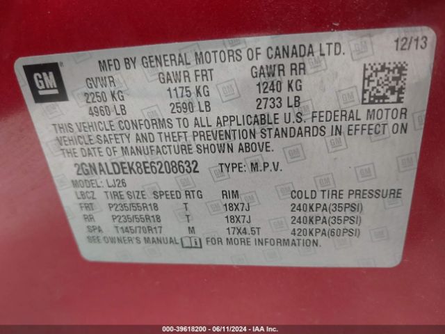 2GNALDEK8E6208632 Chevrolet Equinox Ltz