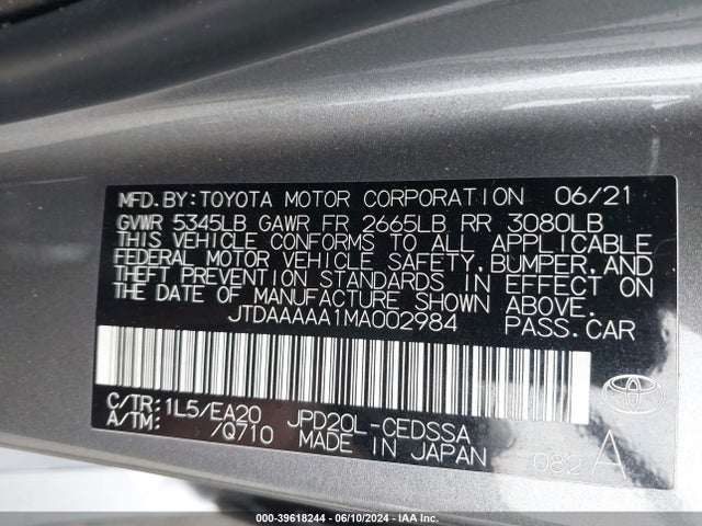 Toyota Mirai Xle 2021 JTDAAAAA1MA002984 Image 9