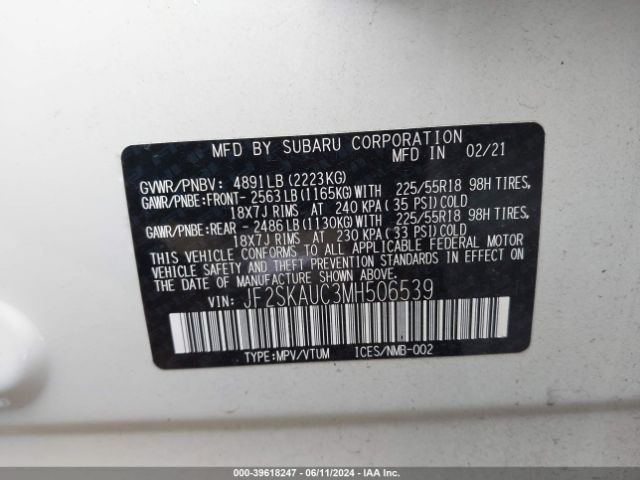 JF2SKAUC3MH506539 Subaru Forester Limited