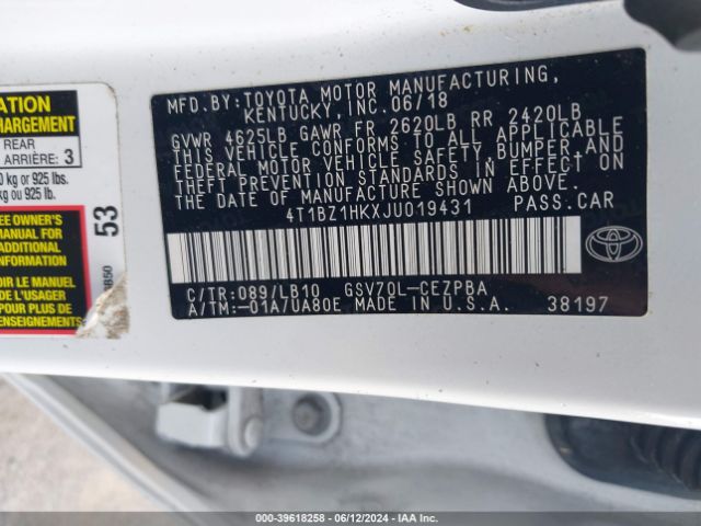 4T1BZ1HKXJU019431 Toyota Camry Xse V6