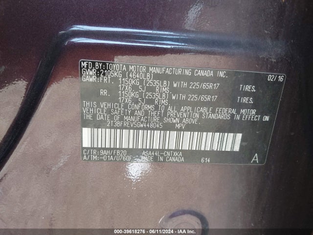 Toyota RAV4 LE 2016 2T3BFREV5GW448045 Image 9